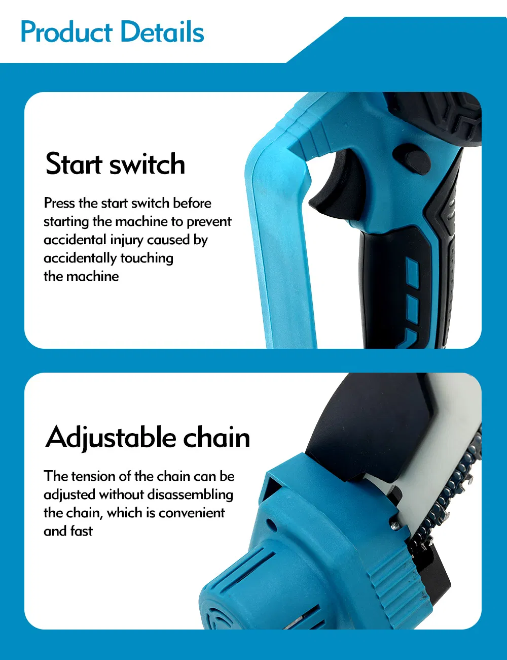 6 Inch Mini Tree Cutter Power Tool Handheld Electric Cordless Chainsaw