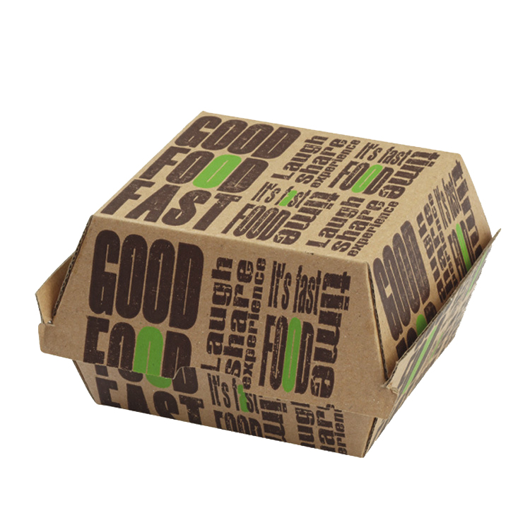 Biodegradable Food Packing Corrugated Cardboard Paper Box for Hamburger and Hotdog