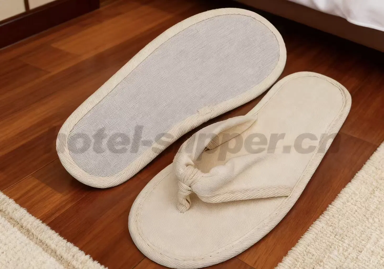 High-End Hand Made Hotel Slippers with Soft EVA Outsole and Velour Design