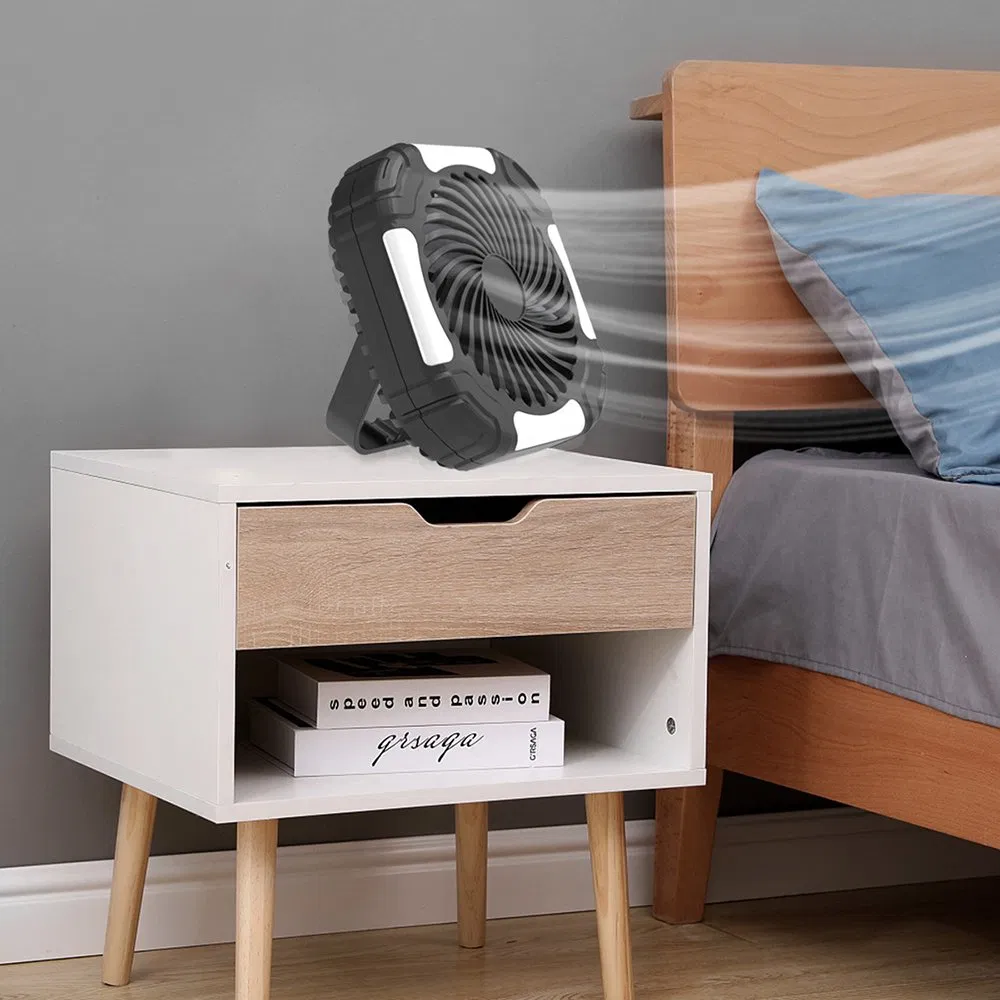 Factory Direct 12V Rechargeable Camping Fan with Remote Control, Portable Hanging Fan for RV, Outdoor, Home Use, 4000mAh Battery, 3 Speeds