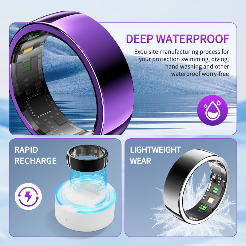 Smart Wearable Fitness Tracker Health Monitoring Waterproof Bluetooth Wireless Charging Smart Ring