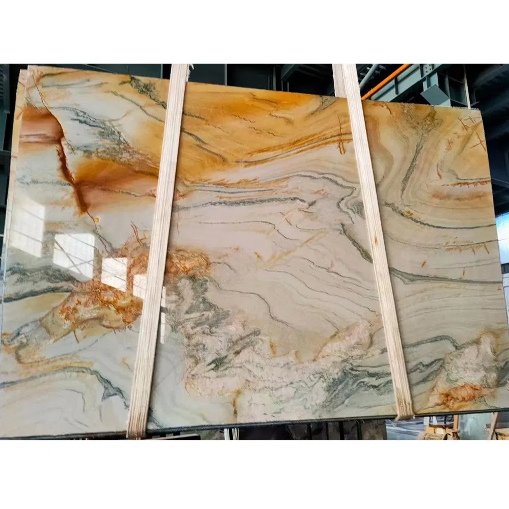 Natural Brazil Giallo Macaubas Purple Yellow Luxury Quartzite Stone for Background, Slabs