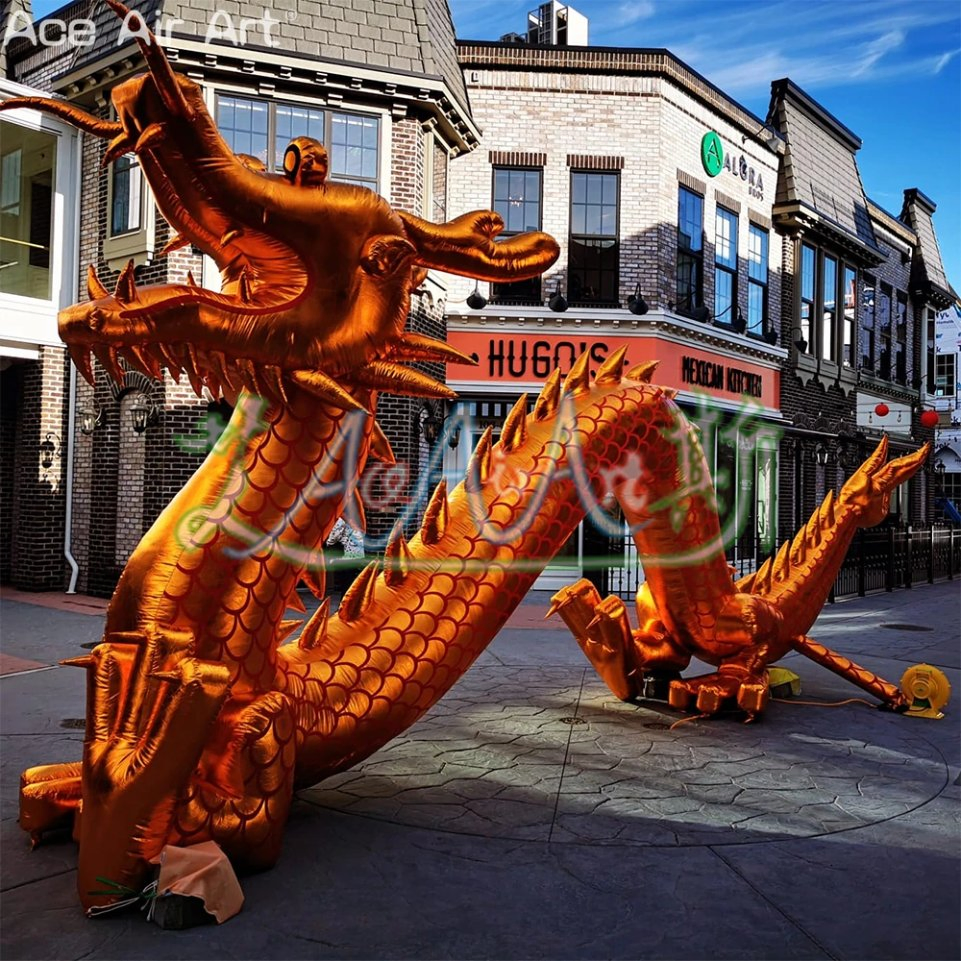 Factory Customized Realistic Giant Inflatable Golden Flying Dragon for Outdoor Activity Display Decoration