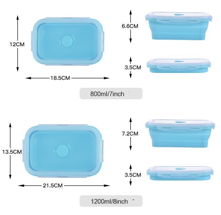 Outdoor Silicone Portable Folding Lunch Box for Travel, Microwave Bento Box, Kitchen Refrigerator Storage Fresh-Keeping Box, Retractable Box