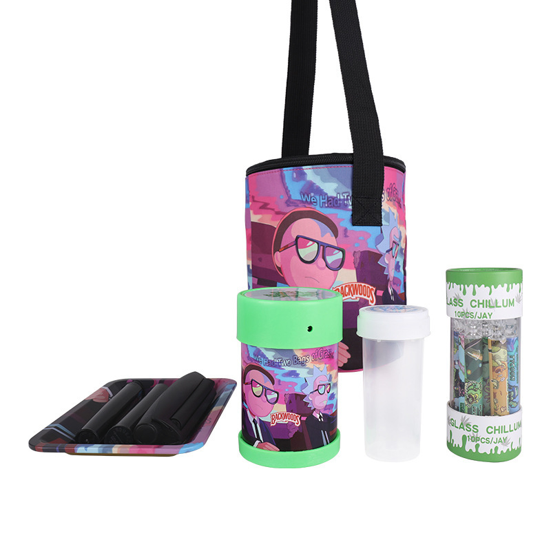 Bucket Bag Set Cartoon Iron Disk Smoke Mill 8-Piece Smoking