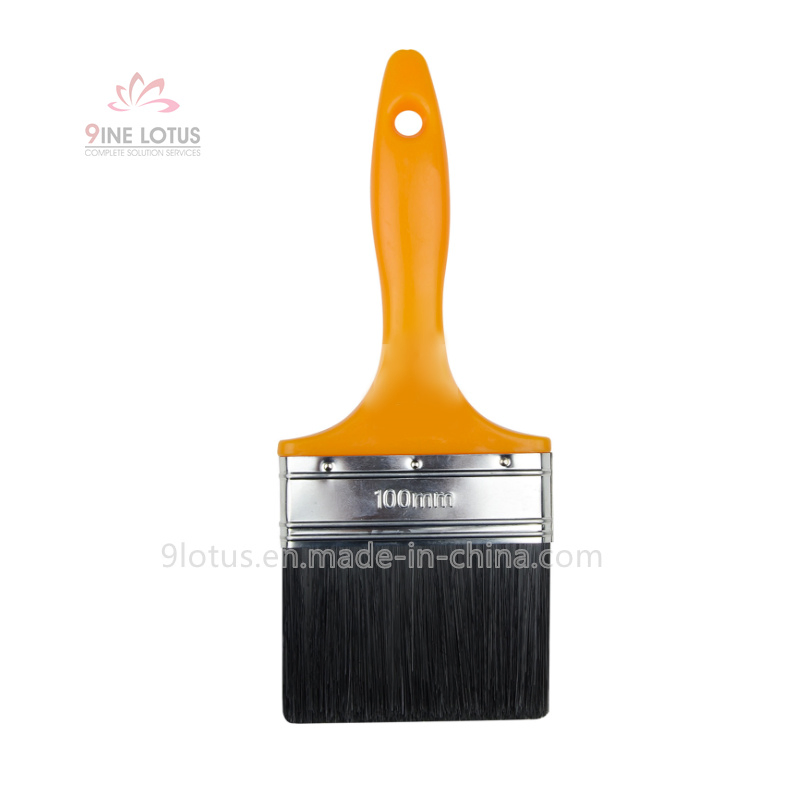 High Quality Black PBT Plastic Material Head Red & White & Blue Wooden Handle Paint Brush