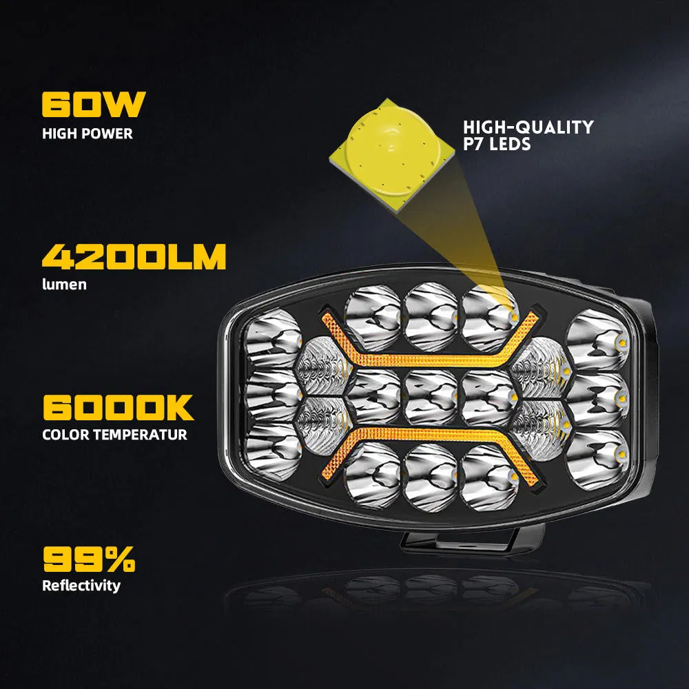 Овальный светодиодный прожектор 60W 10 дюймов для авто