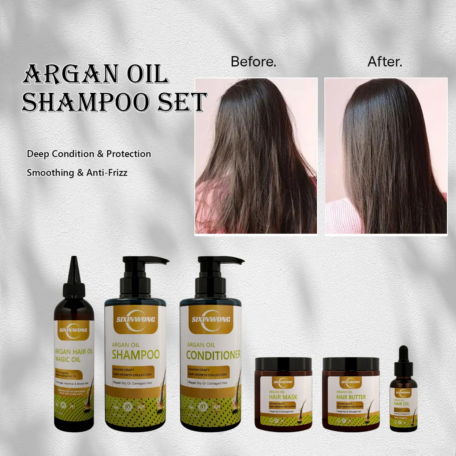 Beauty Cosmetics Hair Care Repairs Damaged Treatment Loss Argan Oil Shampoo Set