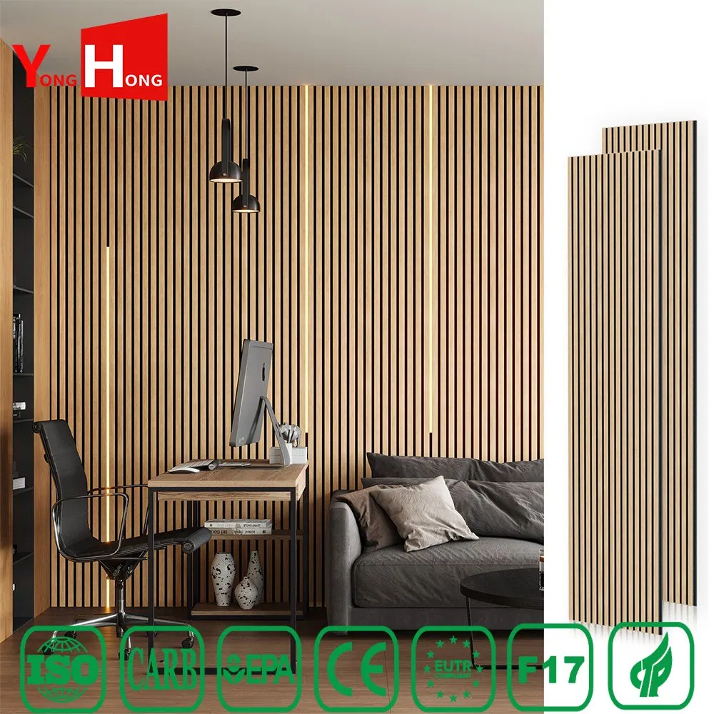 Wholesale Polyester Fiber MDF Slat Wood Veneer 3D Soundproof Hexagon Acoustic Wall Panels for Interior Decoration