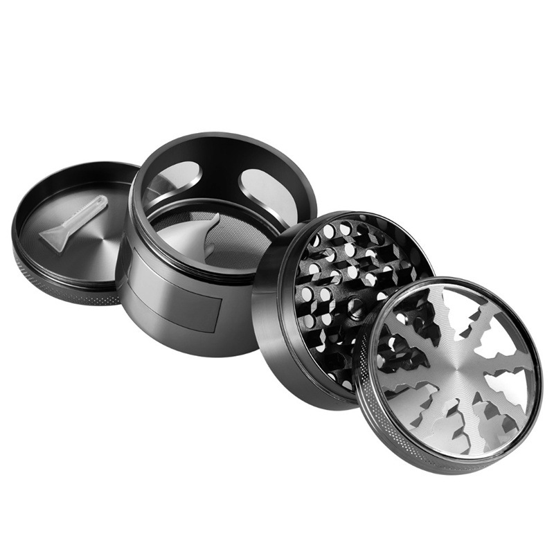 Zinc Alloy Inverted Tobacco Cutter with Skylight Diameter 60mm Four-Layer Tobacco Herb Grinder