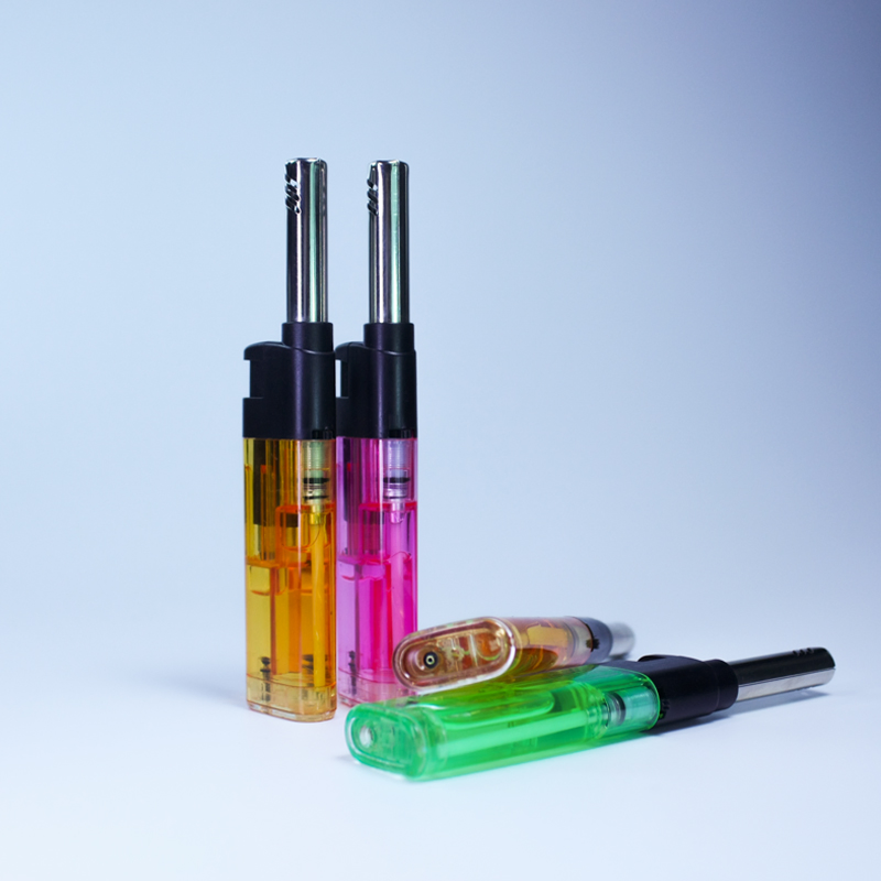 Wholesale Refillable Butane Gas BBQ Candle Plastic Torch Lighter with OEM Logo