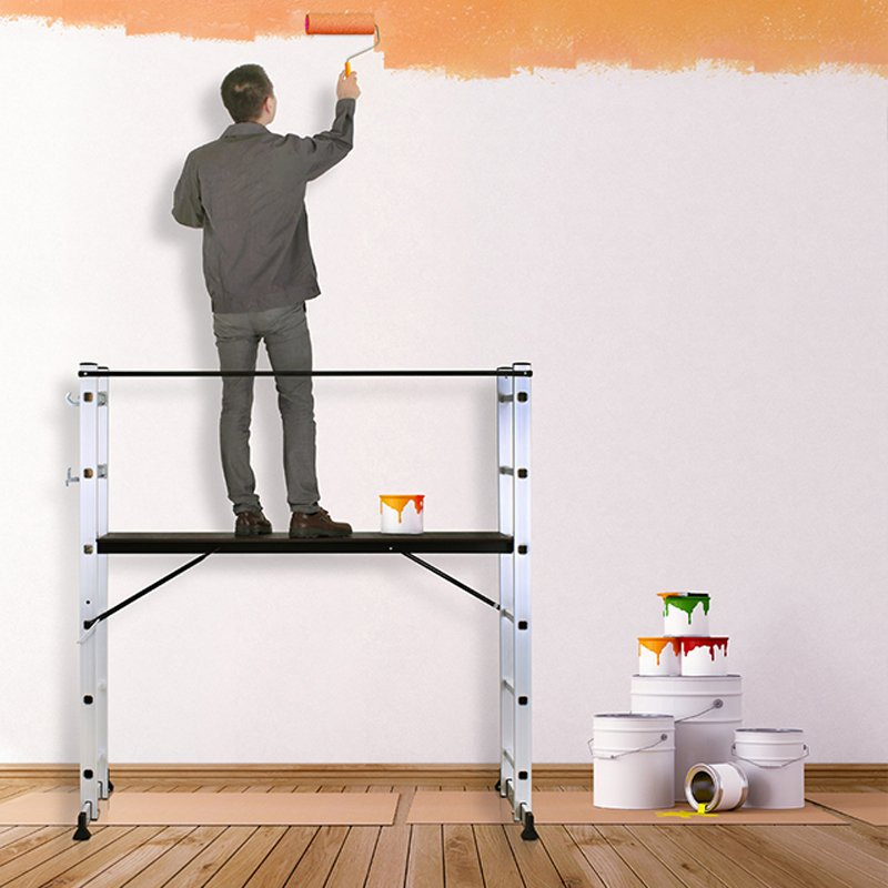 Direct Supplier Factory Aluminum Multipurpose Scaffolding Ladder with Platform 6+6 Steps