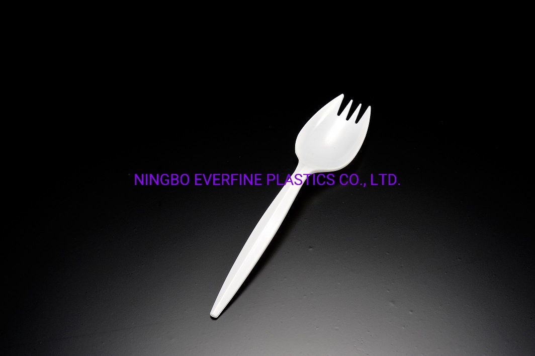 Medium Weight Plastic White / Black Fork (PP)