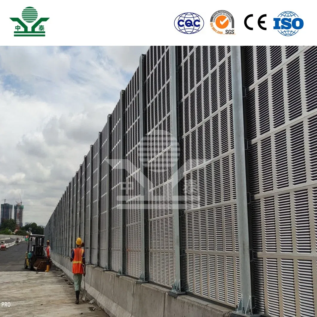 Zhongtai Freeway Sound Barrier Walls China Manufacturing Soundproof Fence Barrier Louver Hole Type Noise Wall Highway