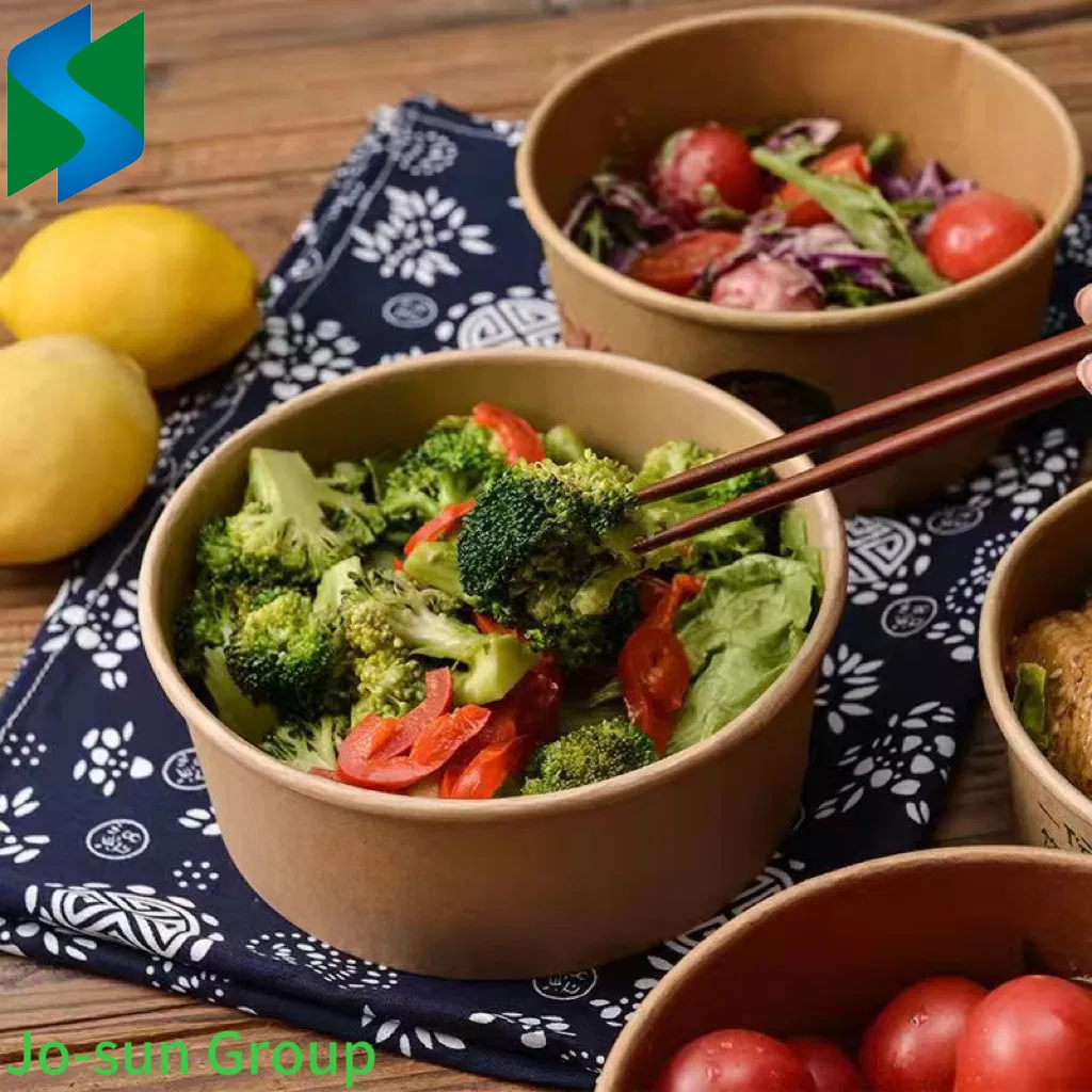 Custom Made 1000ml Kraft Paper Salad Bowl with Lid 150X70X123mm