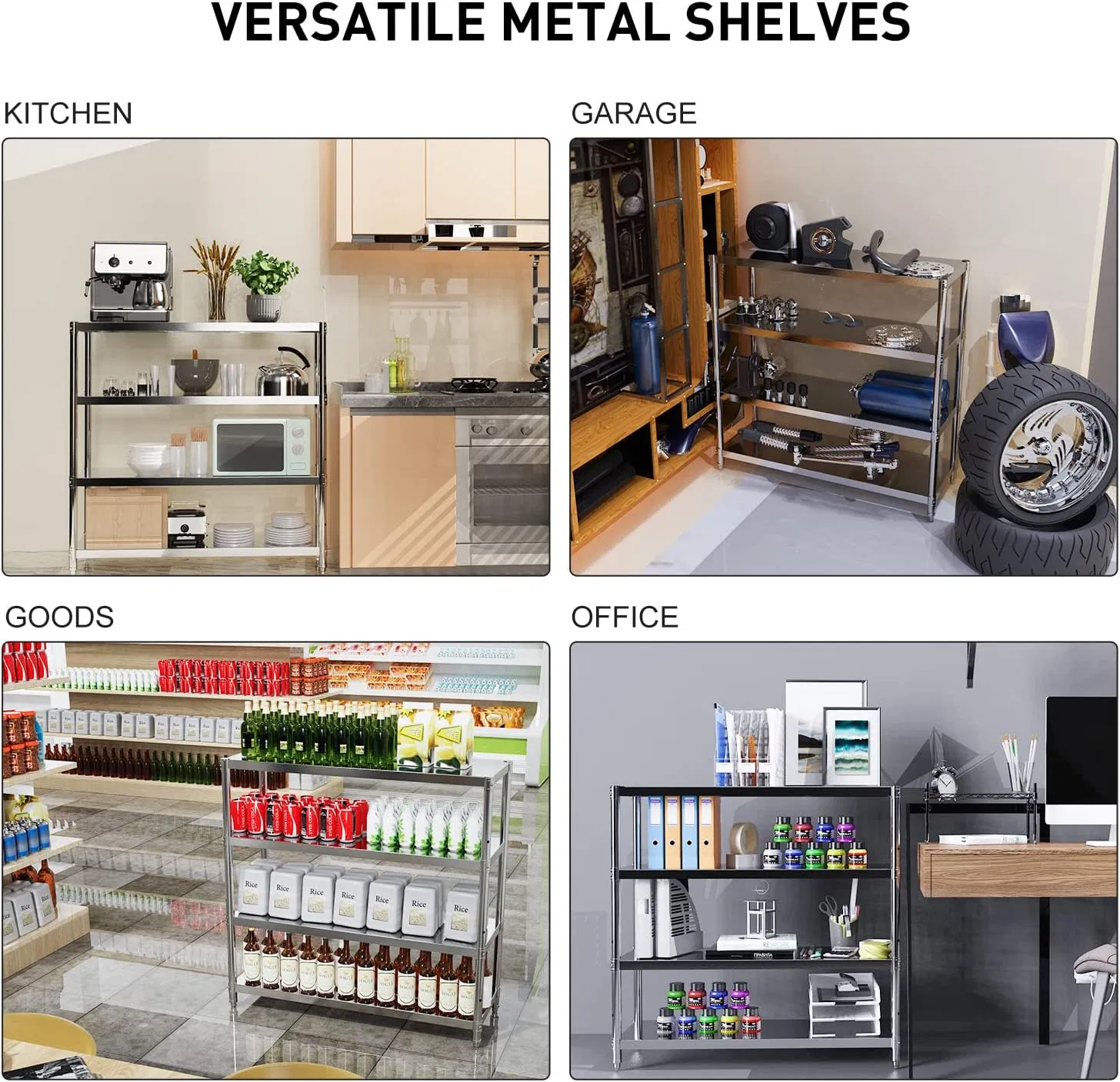 Heavybao Kitchen Pantry Storage Ideas Chrome Wire Metal Canned Goods Storage Rack