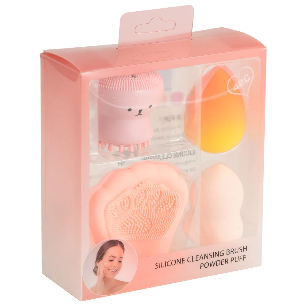Factory Price Exquisite Packaging Beauty Blending Gift Set Pink Cosmetic Powder Non Latex Blender Puffs Holder Makeup Sponge
