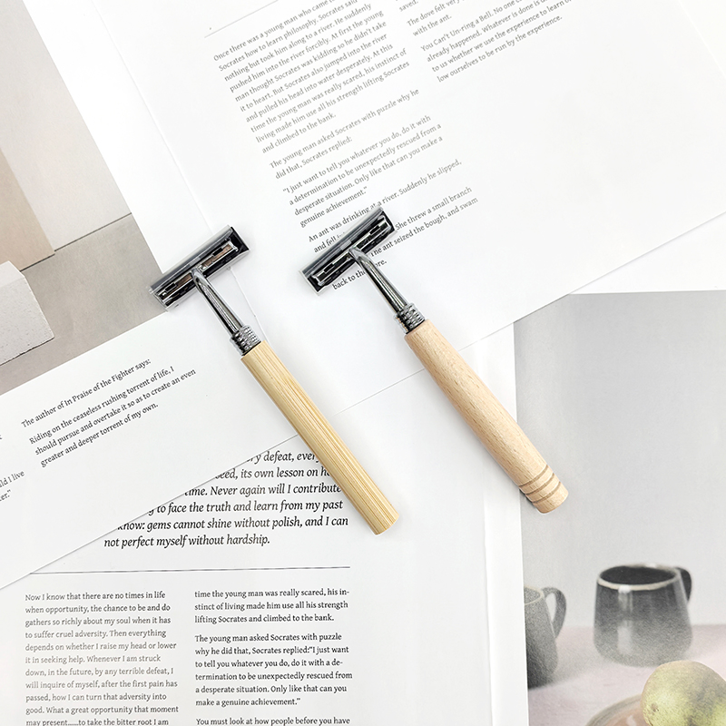 Fully Degradable Bamboo Handle Triple Safety Stainless Steel Blade Shaving Razor