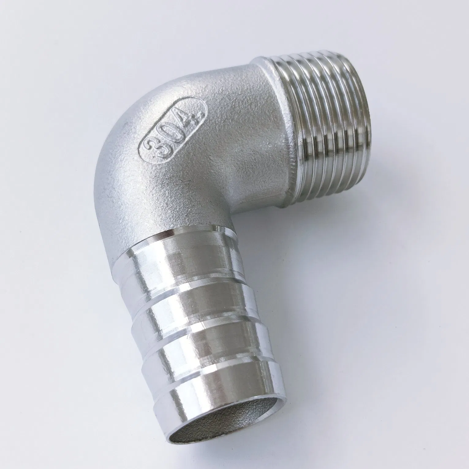 90-Degree Curved Scalp Connection with External Thread Connection for Pipes or Hoses