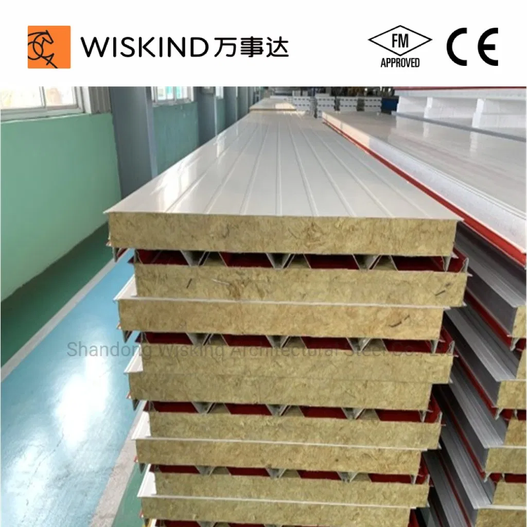 Light Weight Prefab Fire-Proof Rock Wool/EPS/PU Sandwich Wall Roof Panel for External Wall