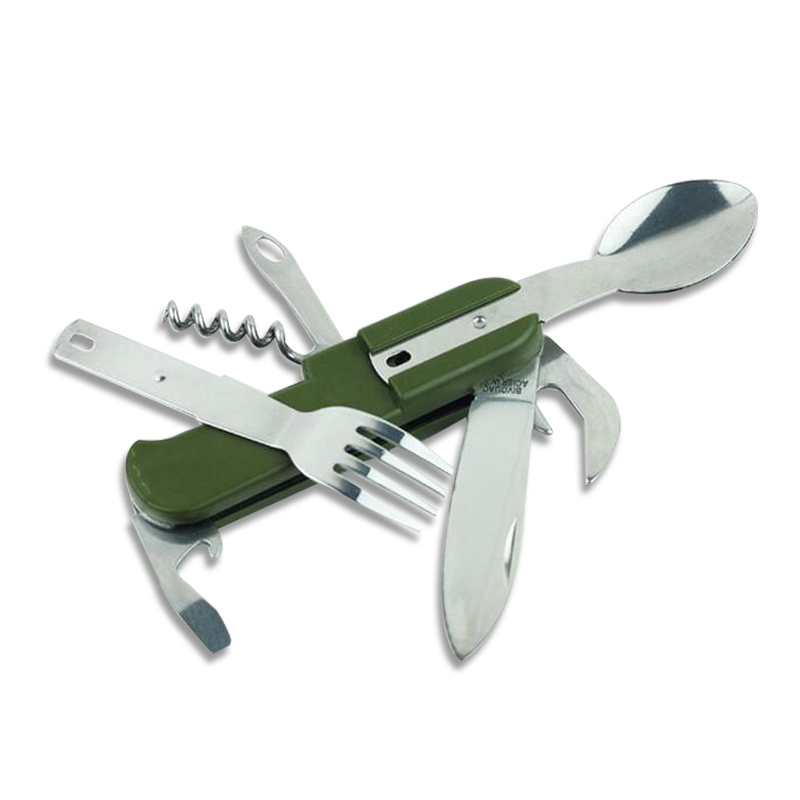 7 in 1 Multi Functional Outdoor Fork Knife Spoon Stainless Steel Camping Utensils