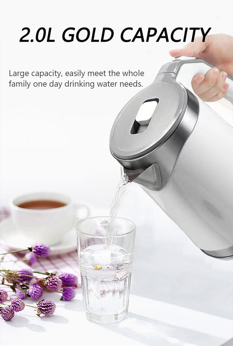 Appliances Kitchen Home 2.0L Custom Logo Power Portable Tea Water Kettle Electric Stainless Steel Body Kettle