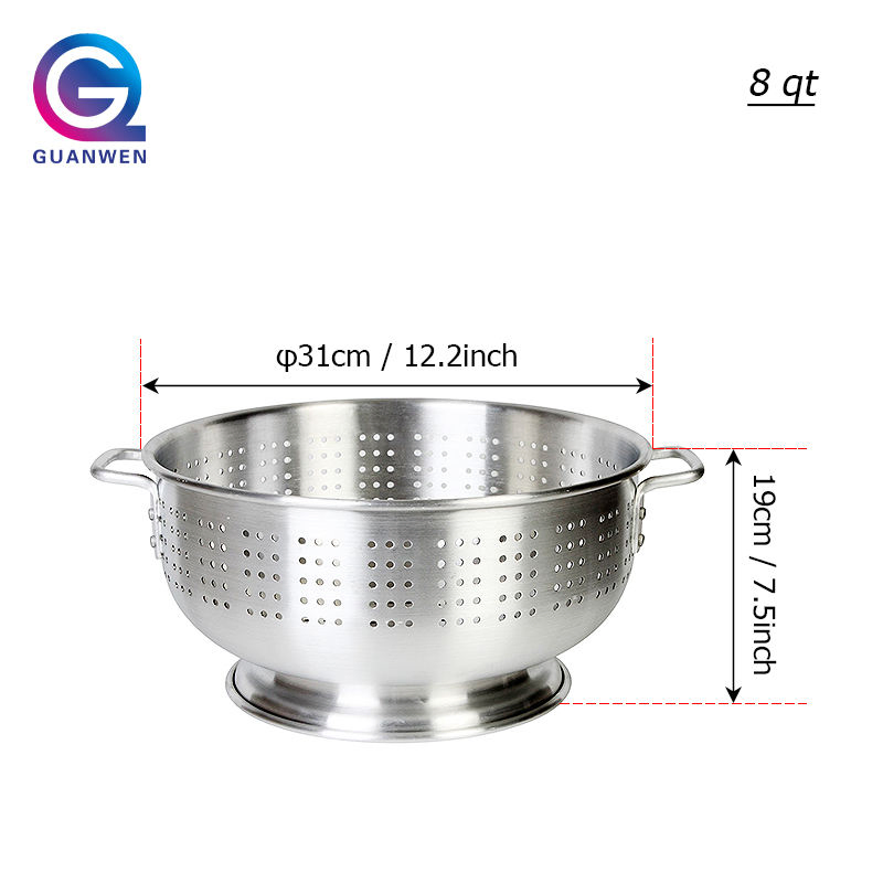 8 Qt Aluminum Colander with Base and Handles