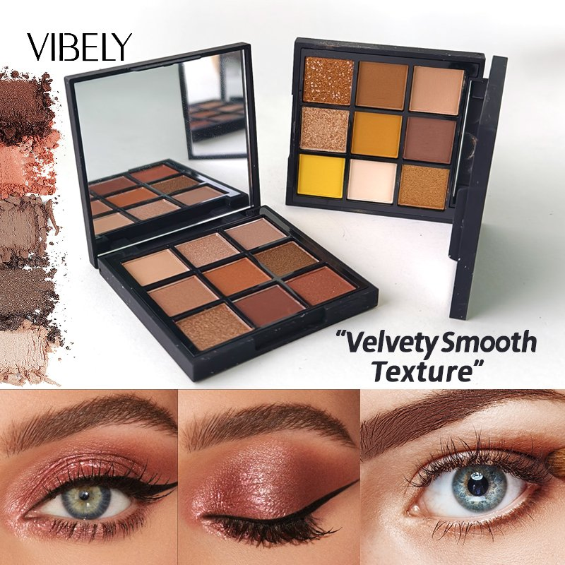 Makeup Contouring Shiny Nude Glitter 9 Colors Eye Shadow Palette with Mirror