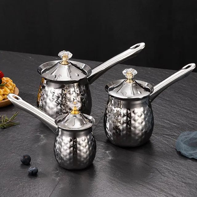 Кофейник из нержавеющей стали с крышкой и длинной ручкой