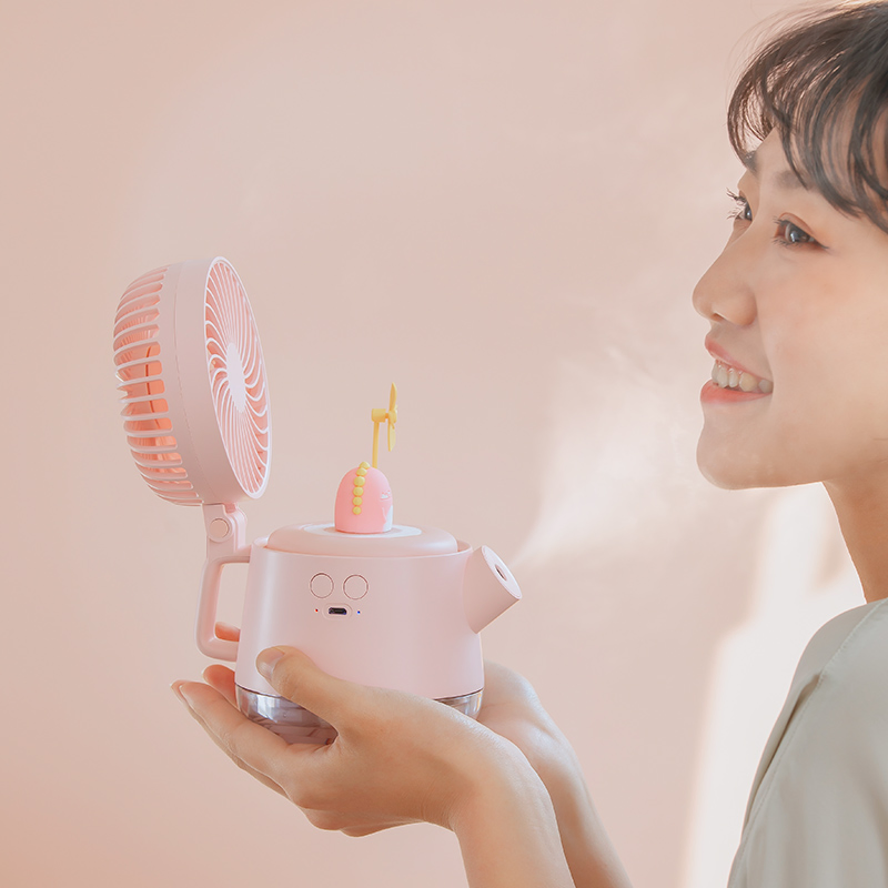 Cute Pet Mini Fan Four in One Desktop USB Charging Humidifier Fan A04A