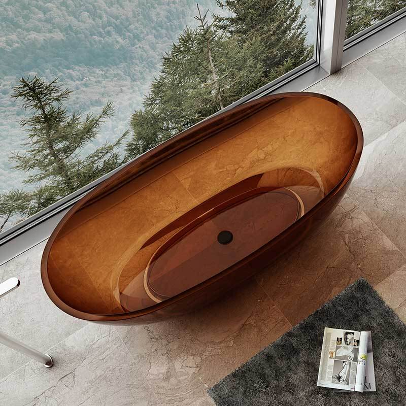 High-End Resin Freestanding Bathroom Bathtub Indoor SPA Experience with Elegant Oval Design