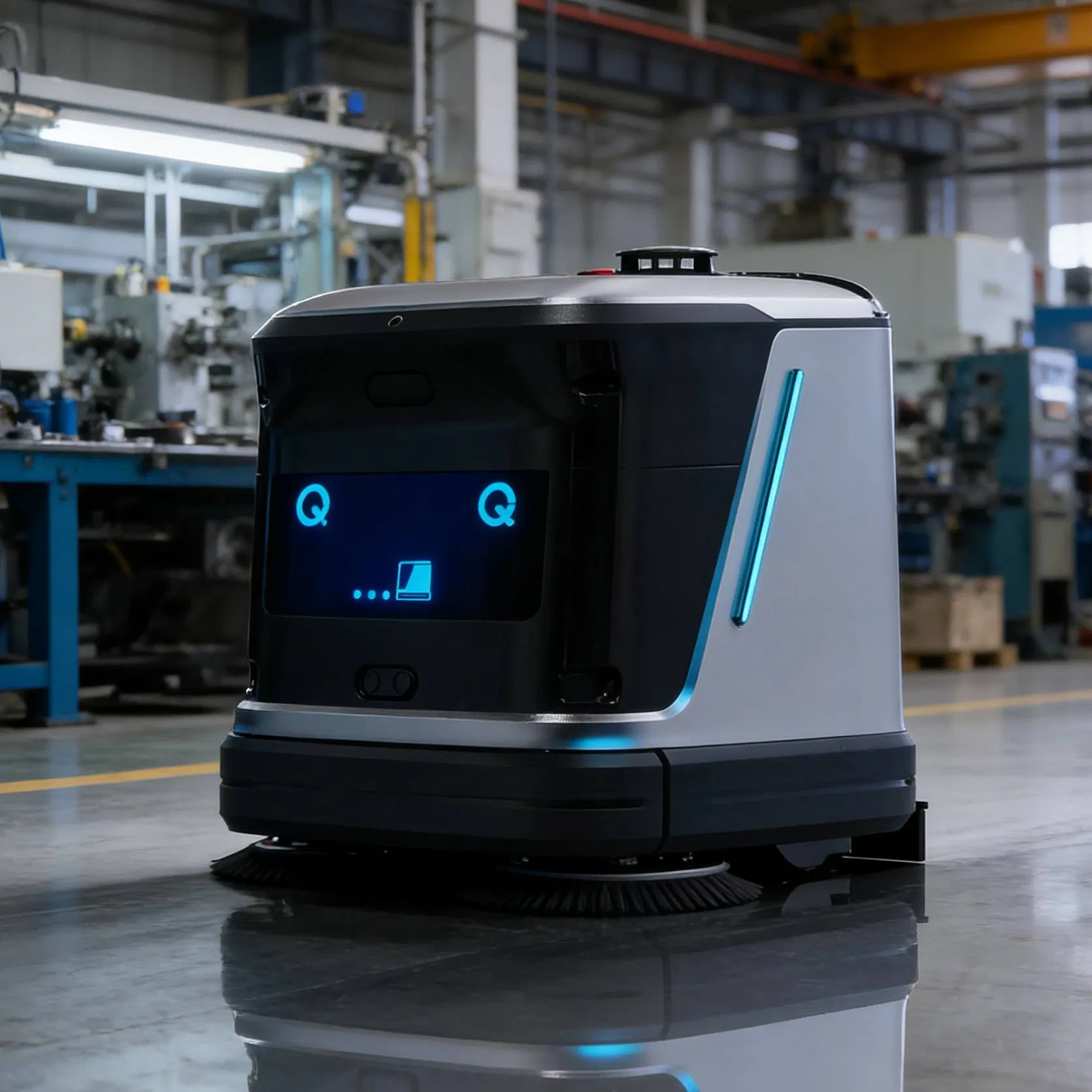 Factory High-Suction Robot Smart Workshop Cleaner Antonomour Scrubber Self Charging Robotic Sweeper