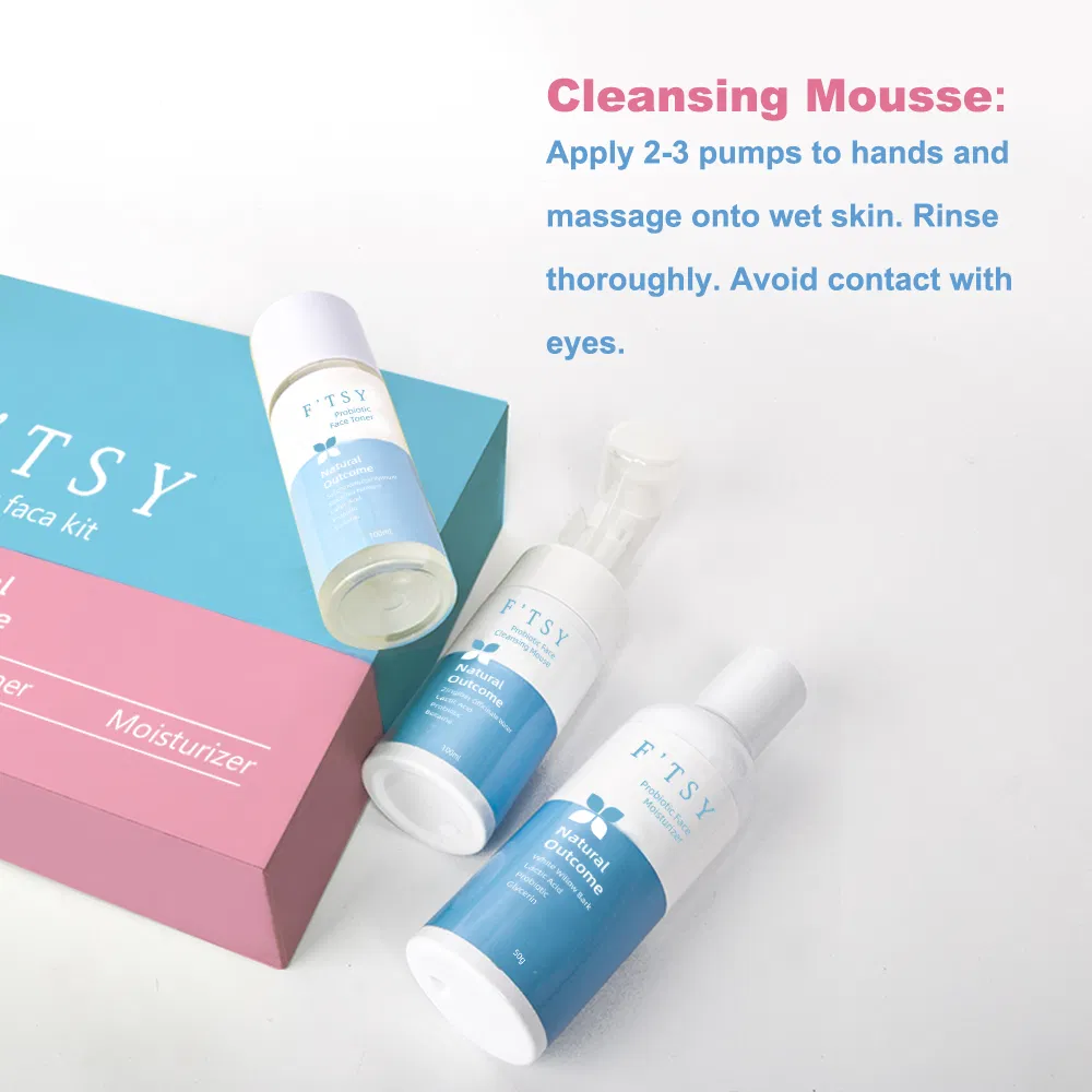 Custom Logo Natural Vegan Probiotics Face Skin Care Set Natural All Skin Types Brightening Moisturizing Glowing Facial Care Kit Set