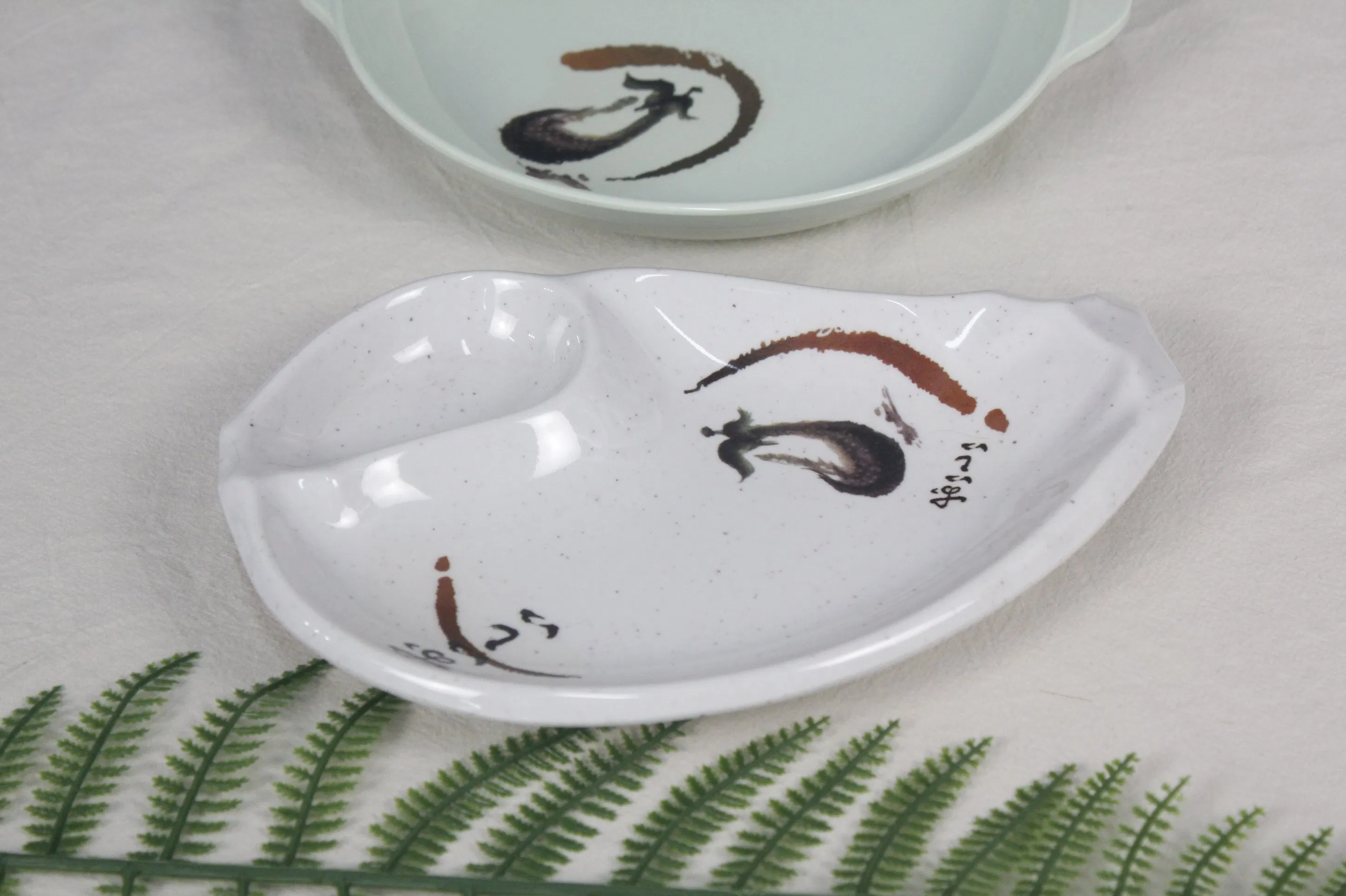 Two-Divided Plate Melamine Plate Tempura Tableware Custom Melamine Plate