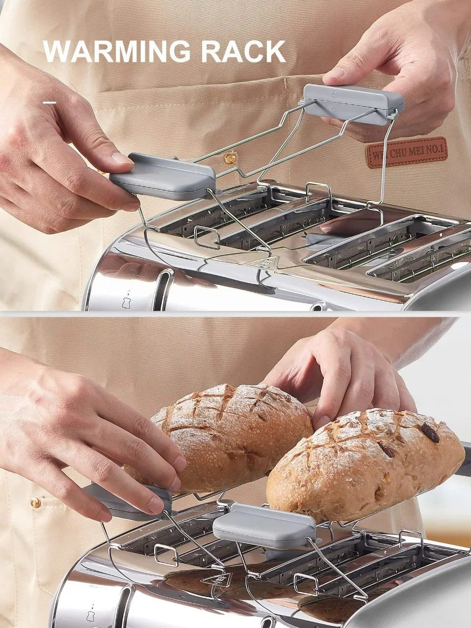 Great Quality Silver Extra Wide Slots Stainless Steel 4 Slice Toaster