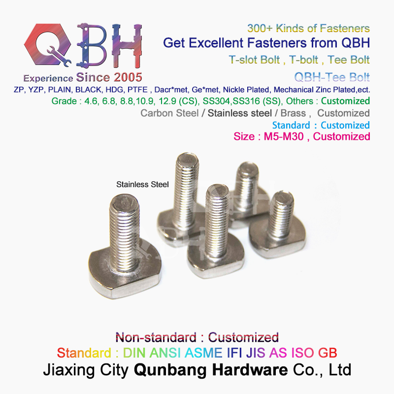 Qbh Stainless Steel SS304 SS316 T Sliding Slot T-Sliding Bolt