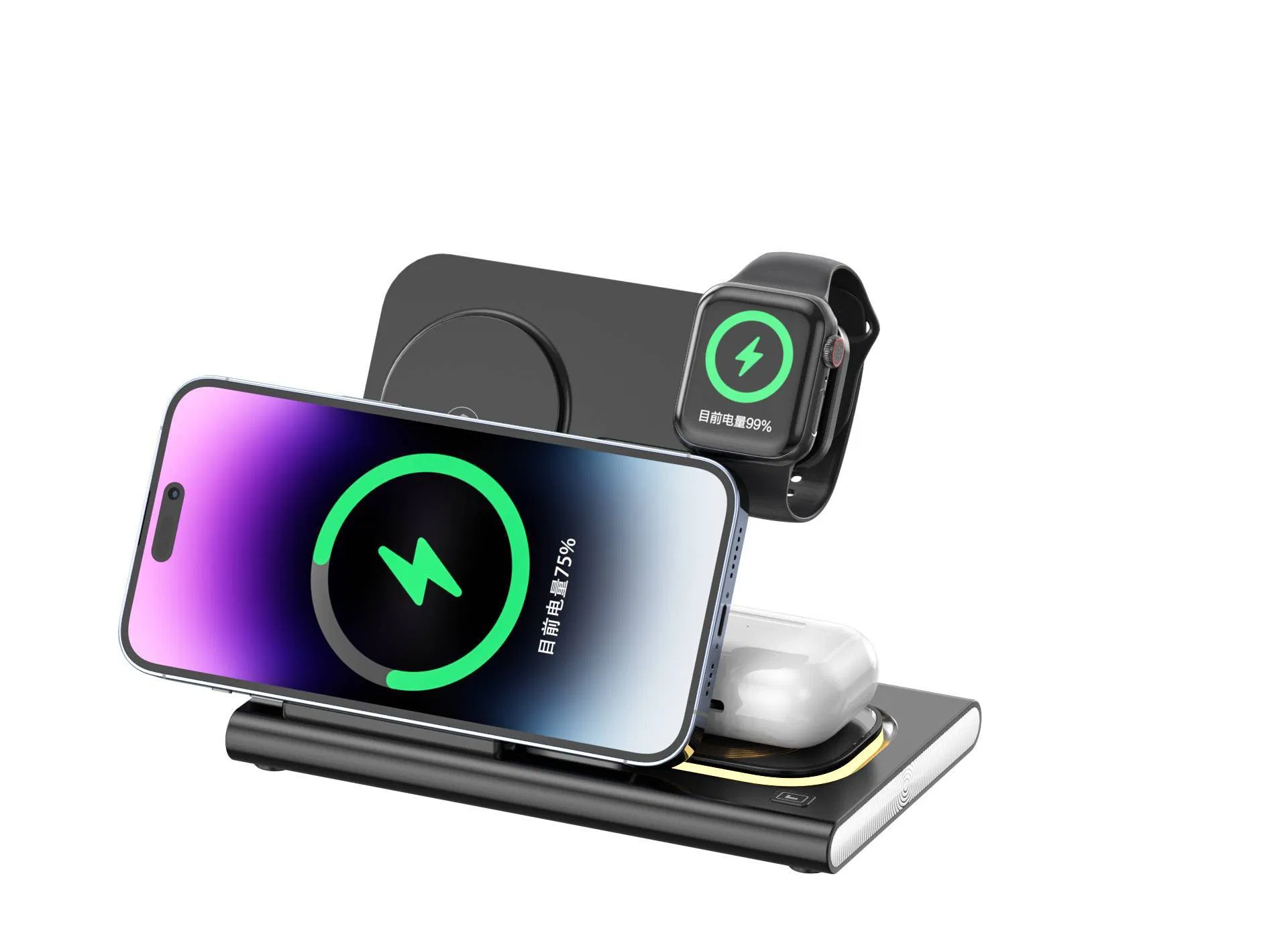 Беспроводная зарядка 4 в 1 для телефона, наушников и Apple Watch