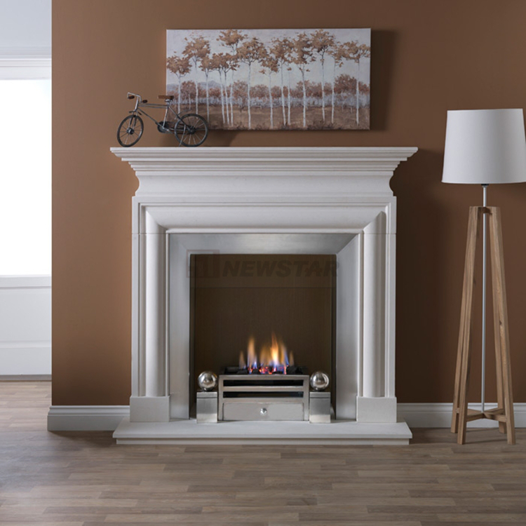 Newstar Factory Price Hand Carved European Simplicity Marble Fireplace Lime Stone Frame Home Appliance