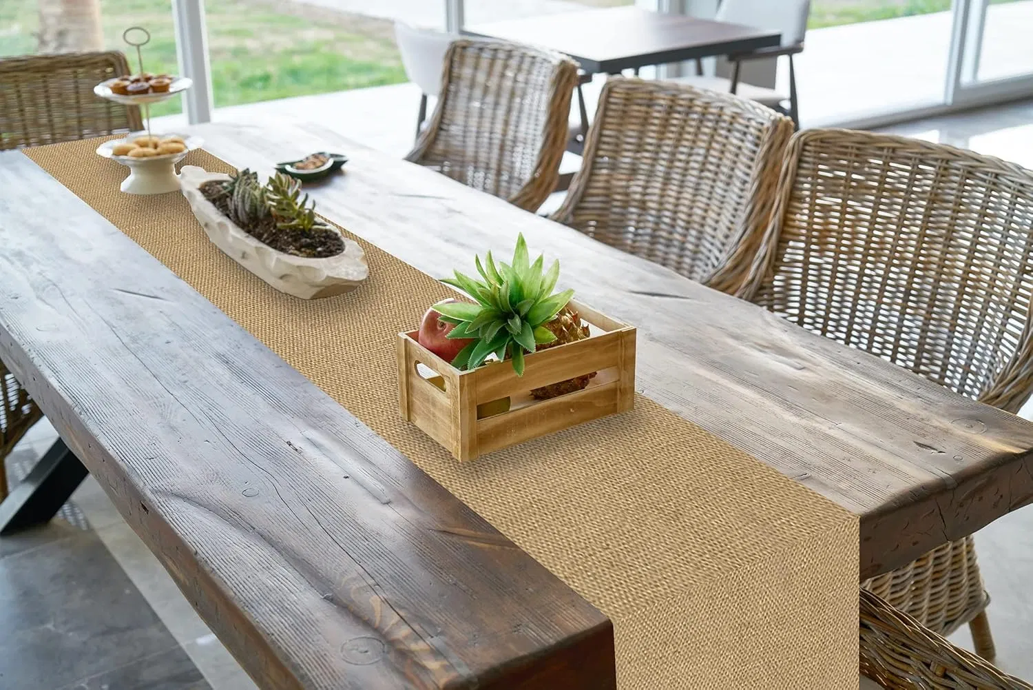 Burlap Table Runner 48 Inches Long Farmhouse Table Runner Jute Table Runner Retro Style Table Decoration