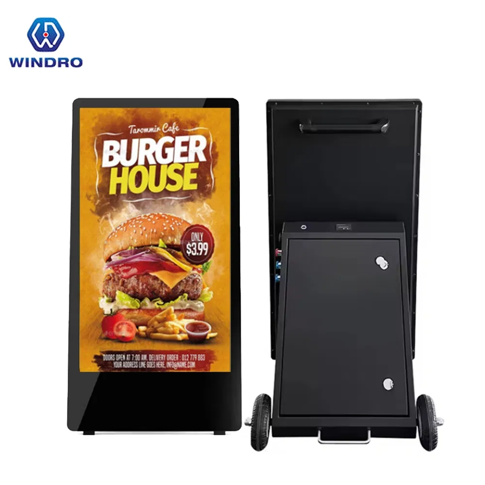 Outdoor or Indoor Digital Poster OEM/ODM Movable 1800nits High Brightness Digital Signage
