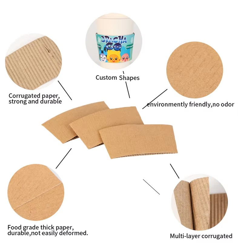 Custom Logo Corrugated Paper Coffee Sleeve for Reusable and Disposable Cups