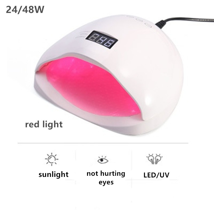 Professional High Power 48W UV Nail Dryer Red Lighting LED UV Curing Nail Lamp Suitable for All Nail Gels