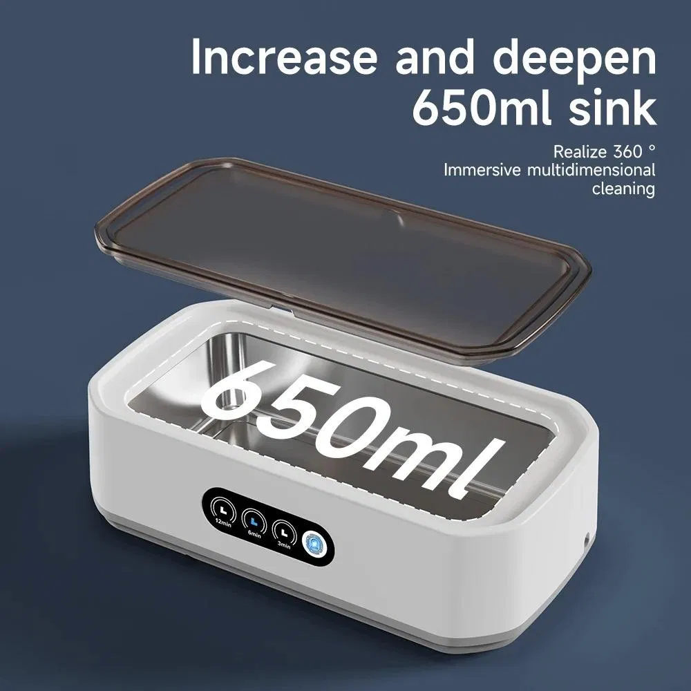 650ml Portable Jewelry Glasses Tooth Cleaner Timer Professional Household Electric Ultrasonic Cleaner