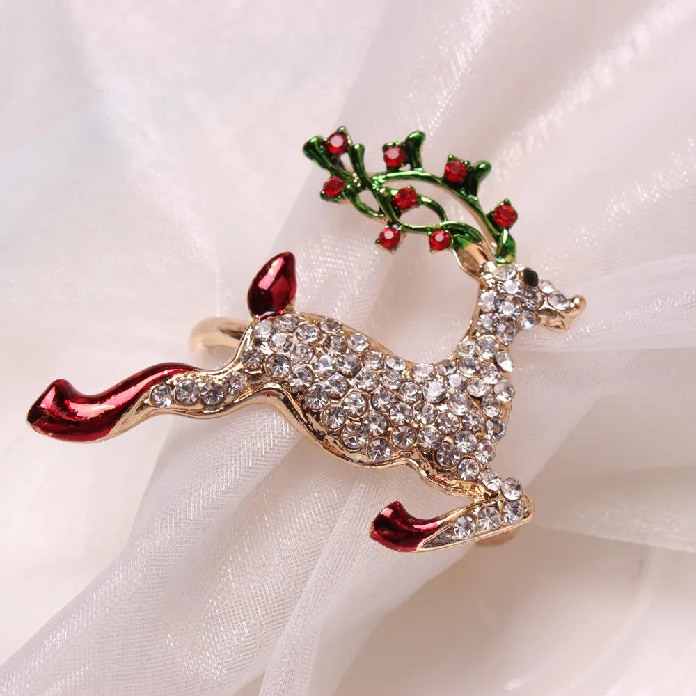 Tree Rhinestone Metal Christmas Napkin Rings