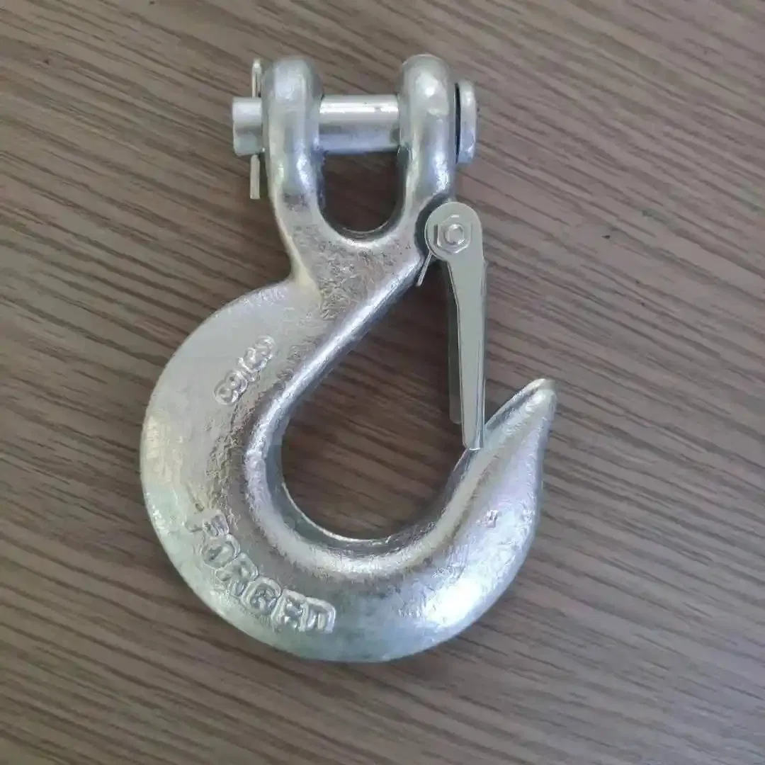 Drop Forged Painting/Powder Coated/Glavanized Carbon Steel Eye Hoist Hook with Latch for Lifting/Transportation/Hoisting