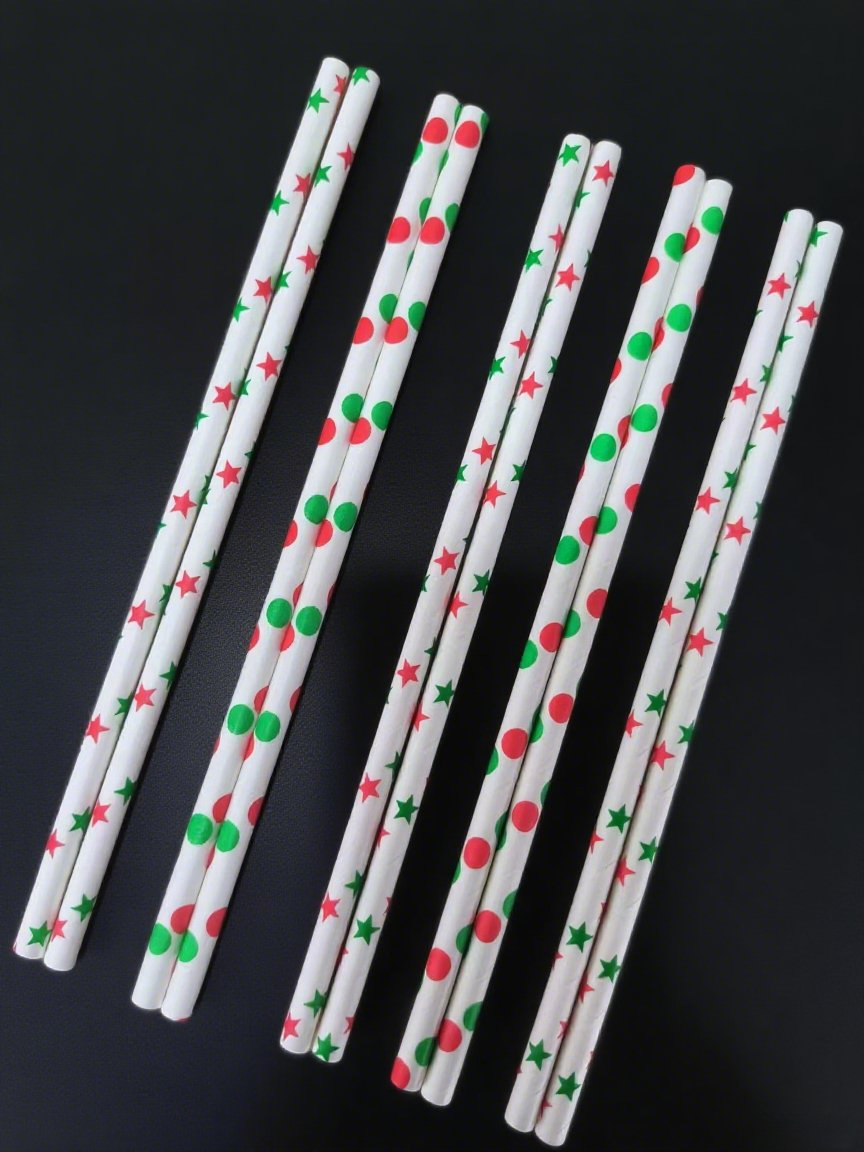 Custom Printed Christmas Paper Straws