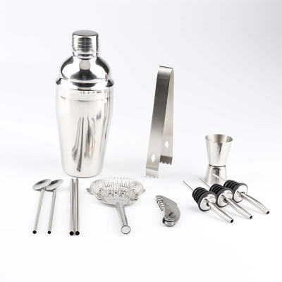 Bartender Kit Bar 750ml Mixology Tool Set and Stainless Steel Cocktail Shaker Set with Stylish Bamboo Wooden Stand Base