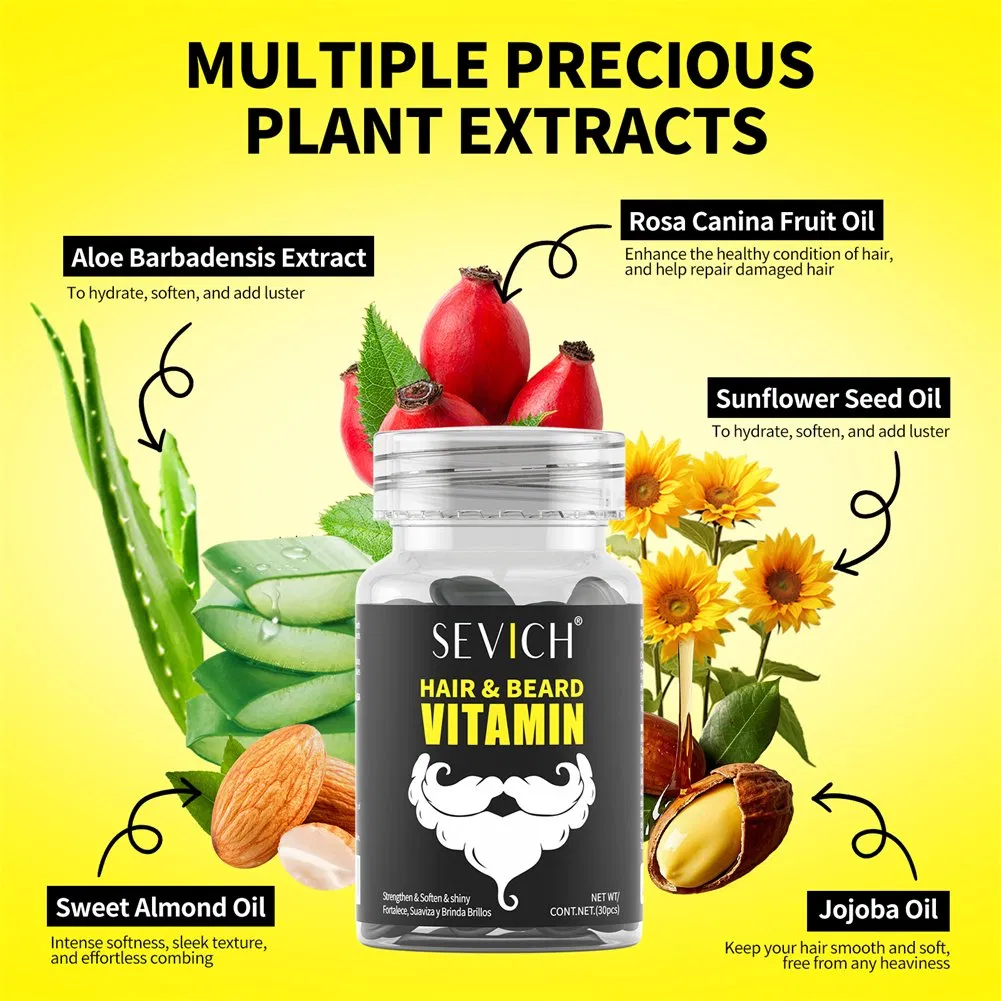Men's Hair & Beard Capsule Anti Dry Broken Hair Repairing Vitamin Capsule for Male