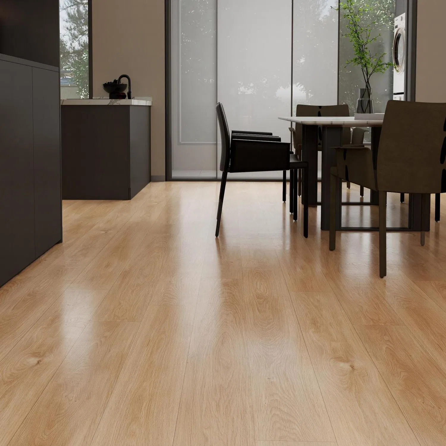 Beige Back 8mm HDF Easy Click Laminate Flooring Piso Laminado