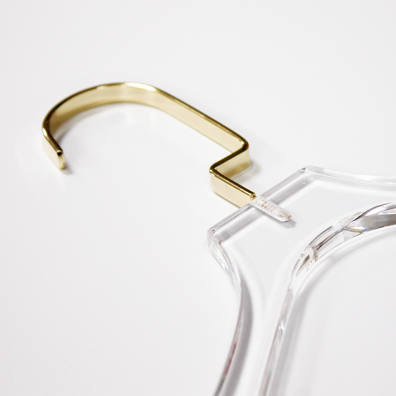 High-Grade Hotel Garment Clear Acrylic Clothes Hangers with Gold Hook